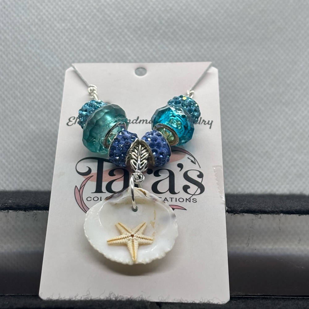 Blue and Silver Starfish Shell Necklace